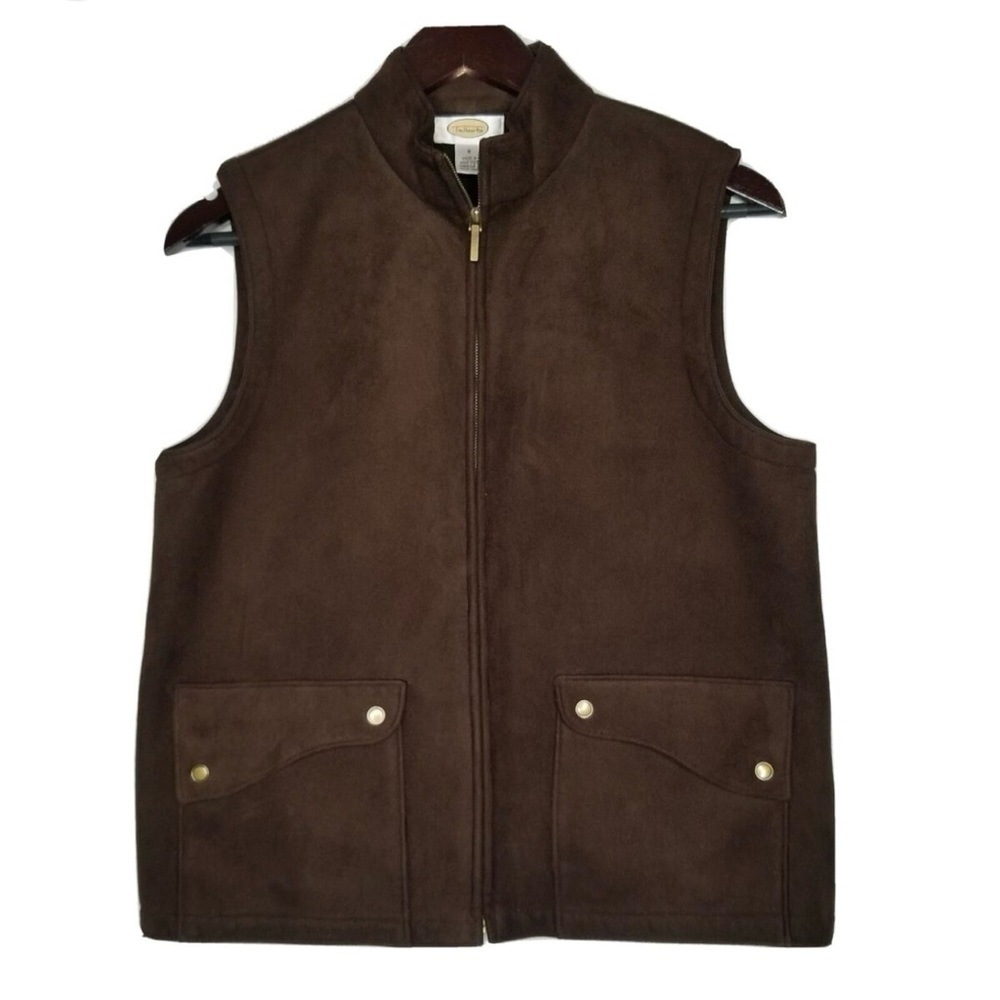 Talbots Brown Suede Vest with Stand-Up Collar